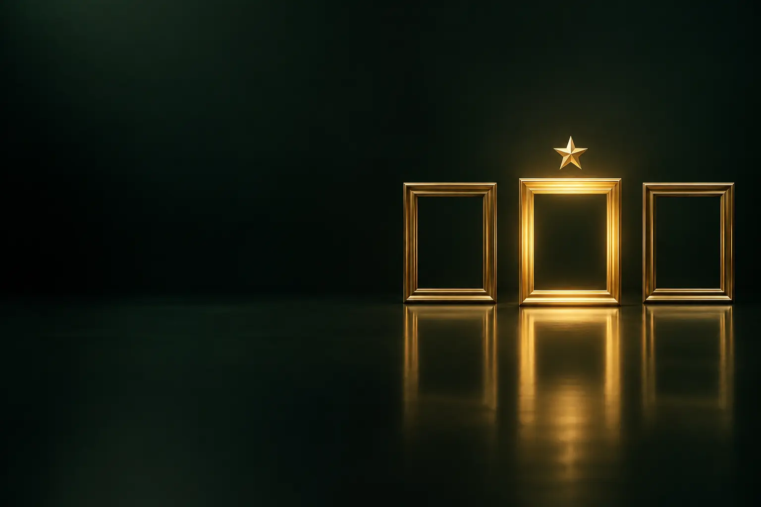 Three empty frames, one marked with a star: A/B testing YouTube thumbnails