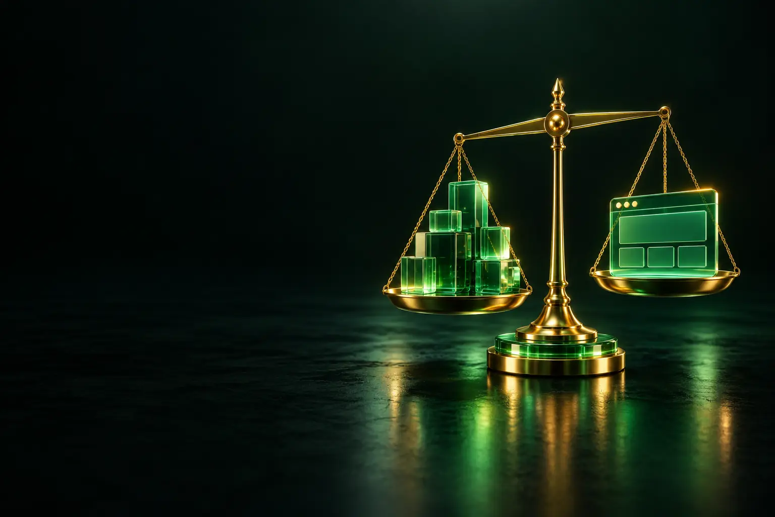 Scales weighing building blocks against a web page: what affects website cost