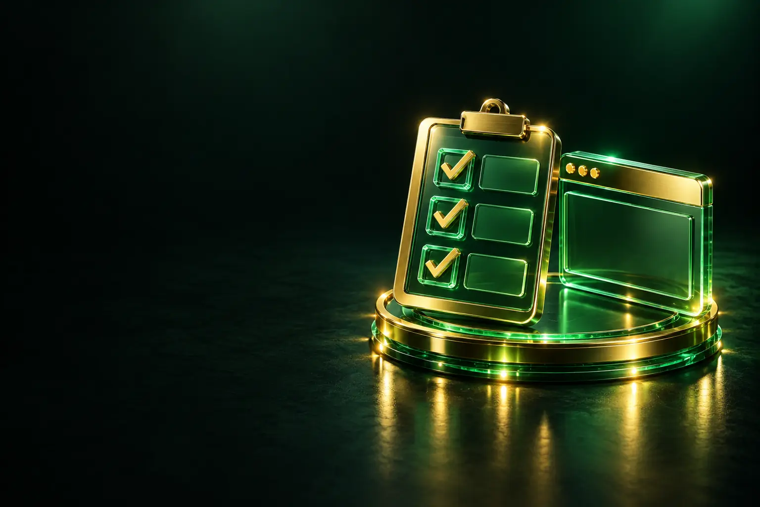 Checklist next to a browser window: website launch checklist