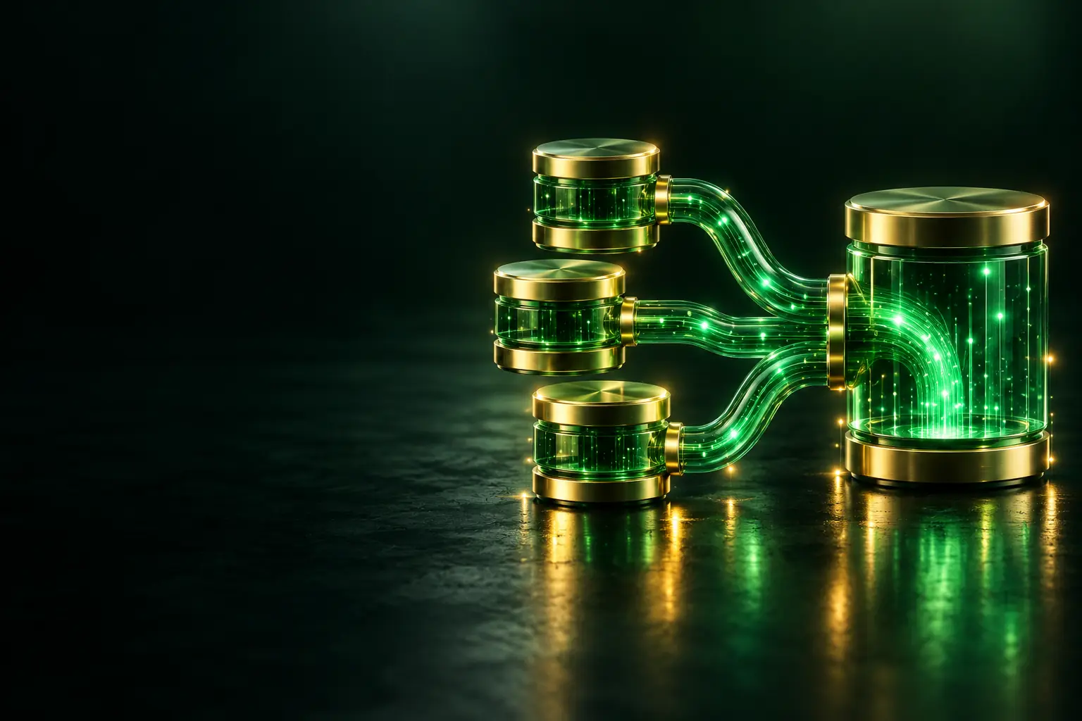 Database cylinders connected by data pipes: database development