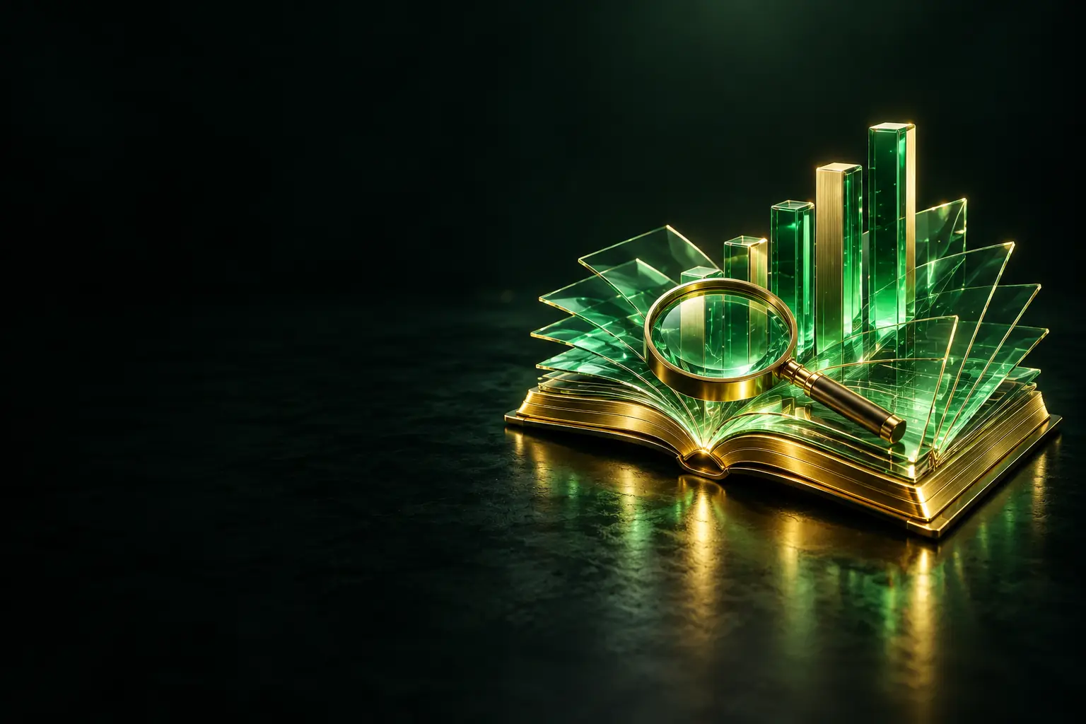 Open book with pages and a magnifying glass: SEO guides