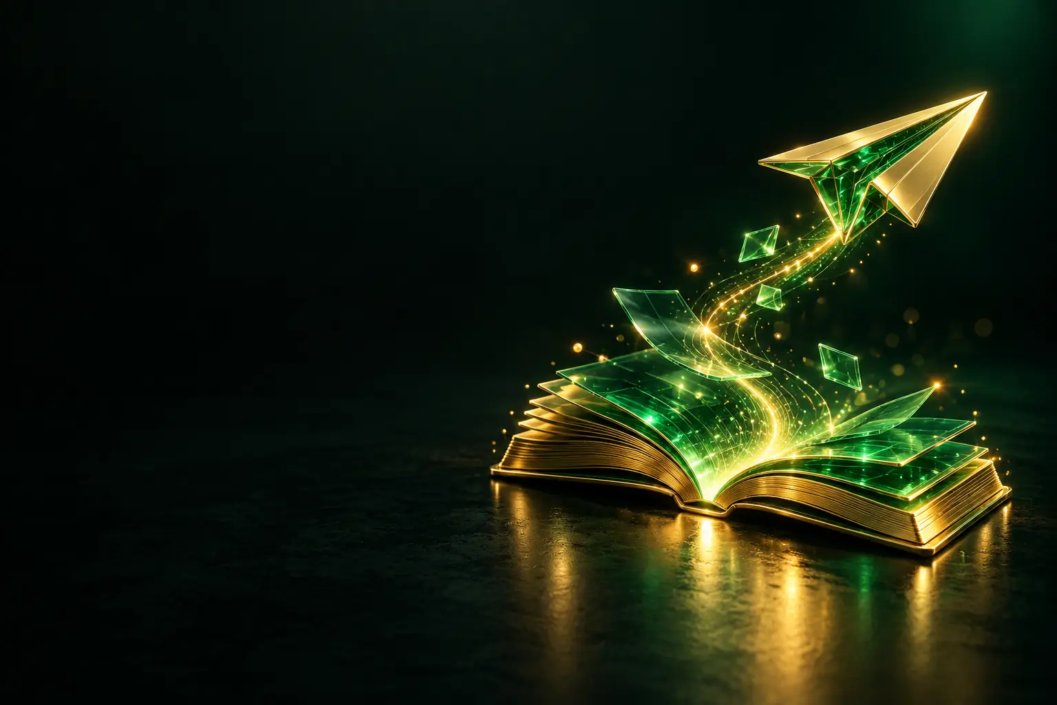 Open book with a paper plane taking off: Telegram bot guides