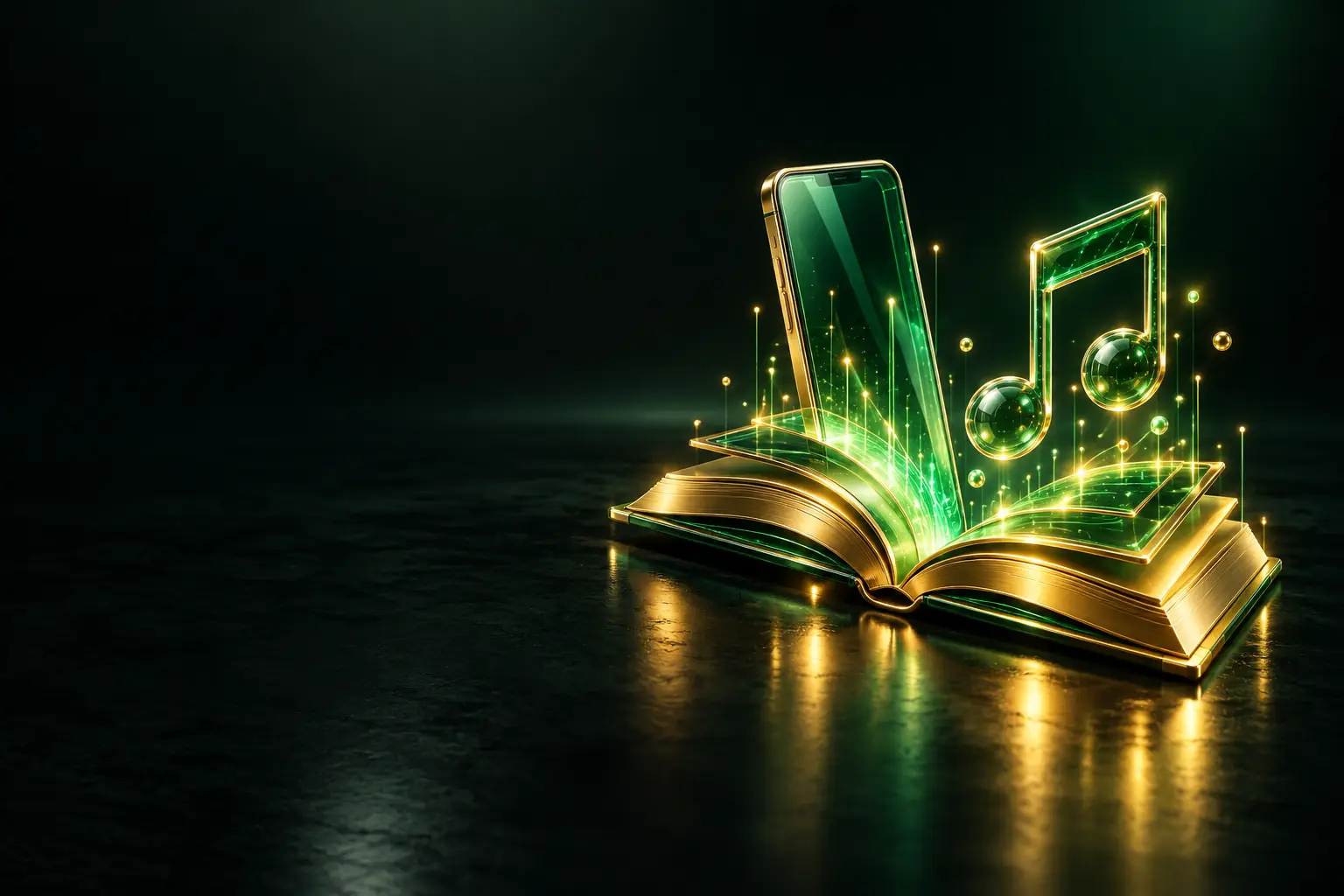 Open book with a phone and a music note: TikTok guides for business