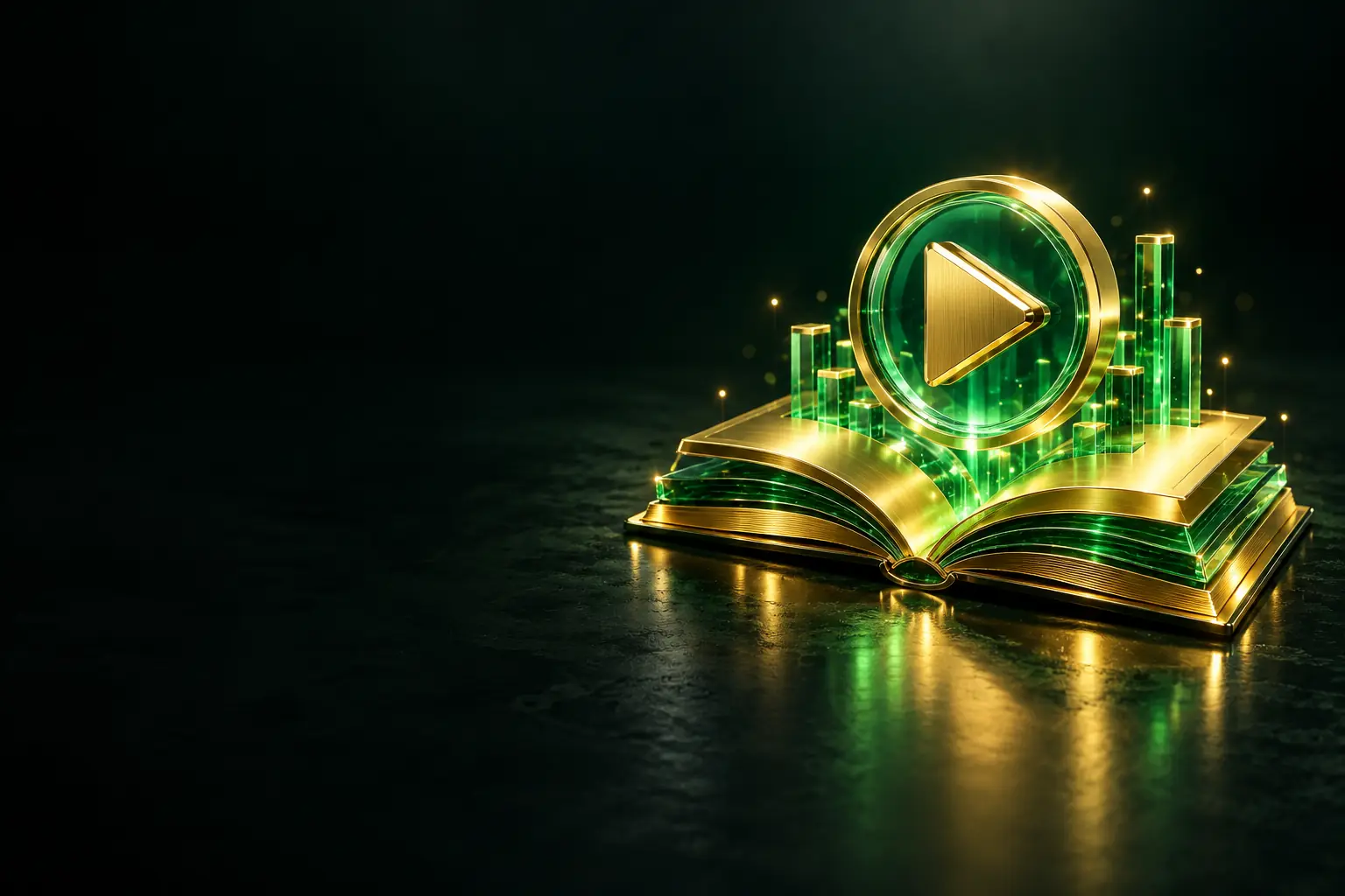 Open book with a play button: YouTube guides for business
