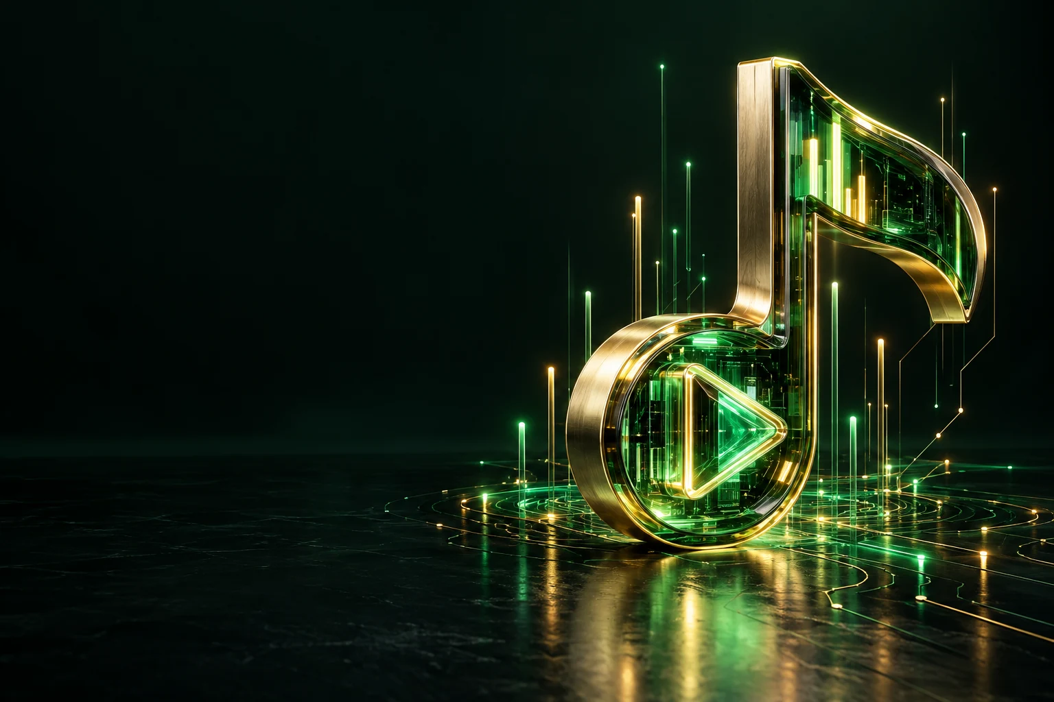 Musical note with a play button and rising lines: TikTok marketing for business
